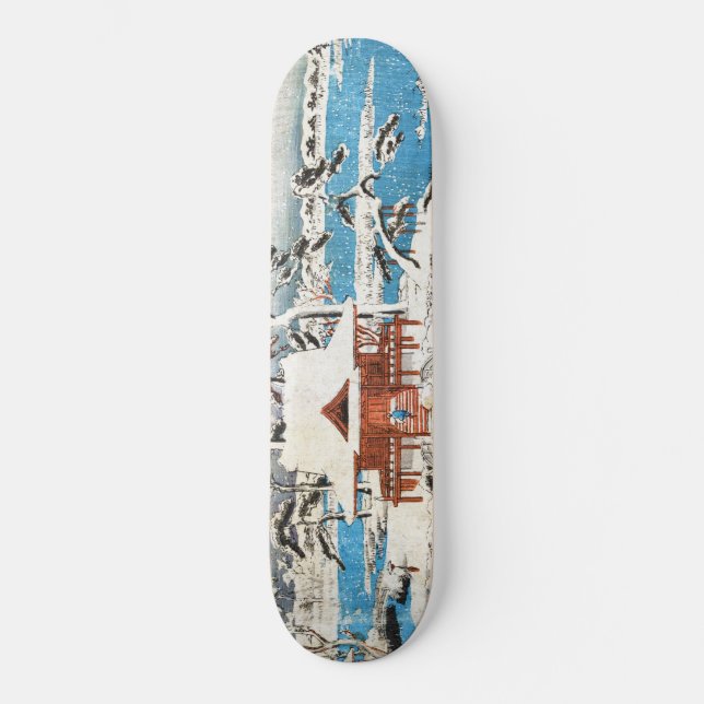 Snow at Benzaiten Shrine in Inokashira Pond ukiyo Skateboard (Front)