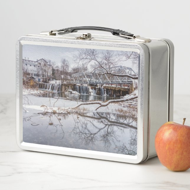 Snow At Finley Dam Metal Lunch Box (In Situ)