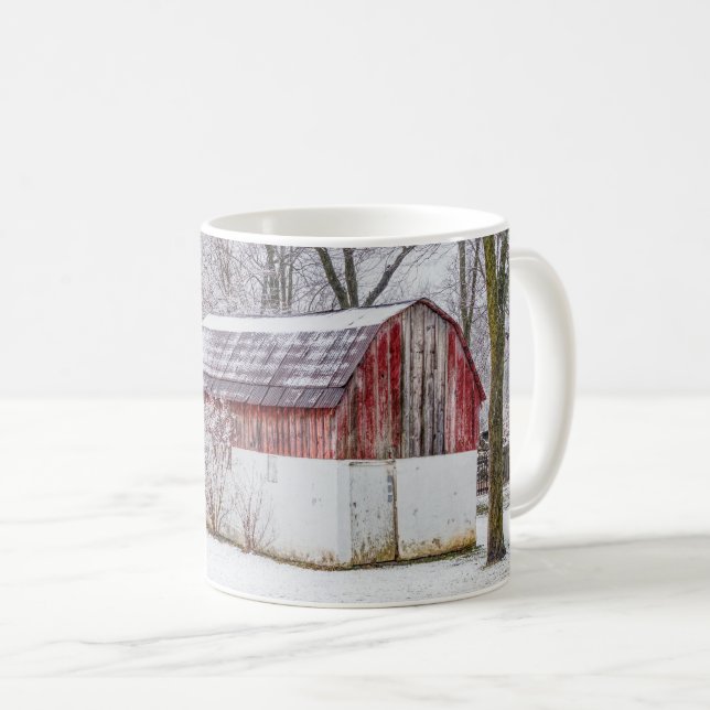 Snow At The Red Barn Coffee Mug (Front Right)