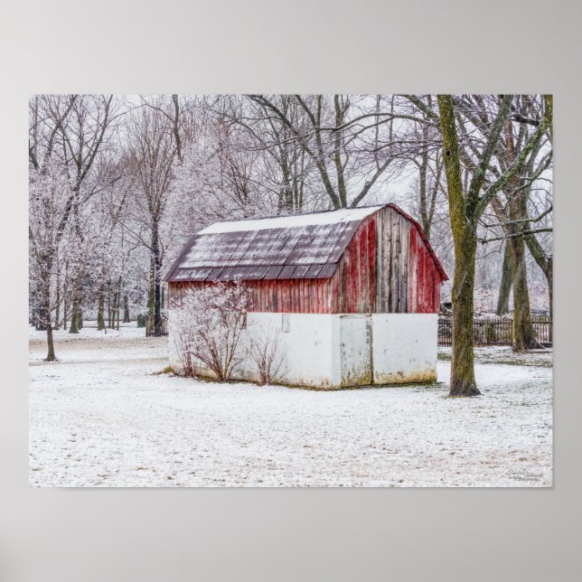 Snow At The Red Barn Poster (Front)