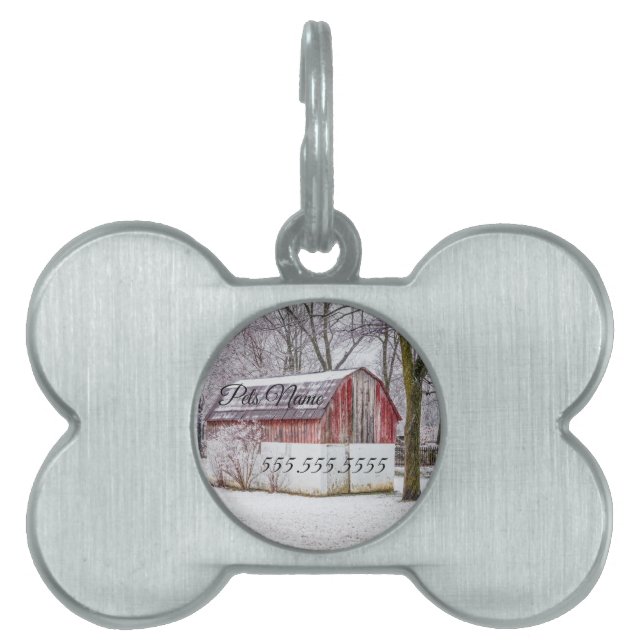 Snow At the Red BarnPet Tag (Front)
