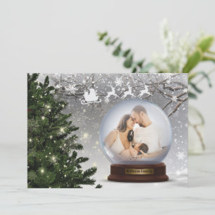 Snow Ball Monogram Name Family Holiday Card