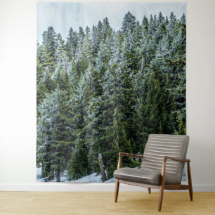Snow Bank Woodlands // Pine Tree Forest Tapestry