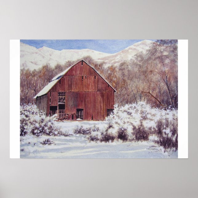 Snow Barn in the Mountains- poster (Front)
