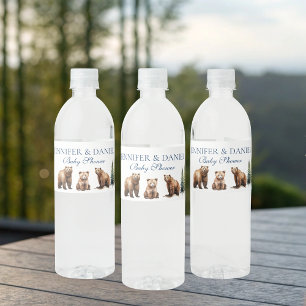 Snow Bear Adventure Mountain Winter Baby Shower Water Bottle Label