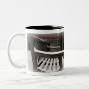 snow bench Two-Tone coffee mug