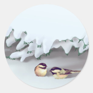 SNOW BIRDS by SHARON SHARPE Classic Round Sticker