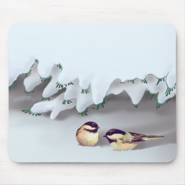 SNOW BIRDS by SHARON SHARPE Mouse Pad (Front)