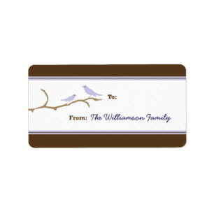 Snow Birds Holiday Gift Tag (brown/lilac)