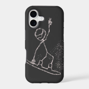 Snow boarding Stickman jump air nose grab peace
