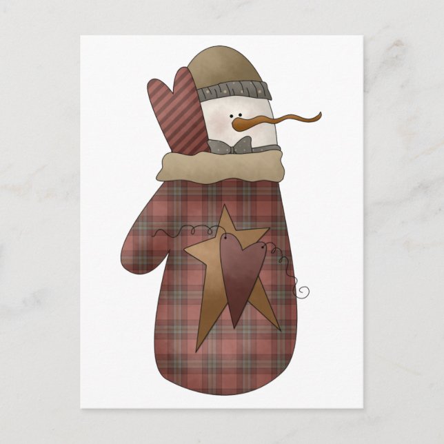 Snow Bobbins · Snowman & Mitten Postcard (Front)