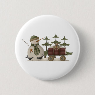 Snow Bobbins · Snowman With Wagon 6 Cm Round Badge