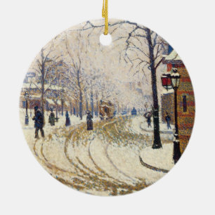 Snow, Boulevard de Clichy, Paris by Paul Signac Ceramic Tree Decoration