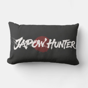 Snow Brush Art - Japow Hunter - Black Lumbar Cushion