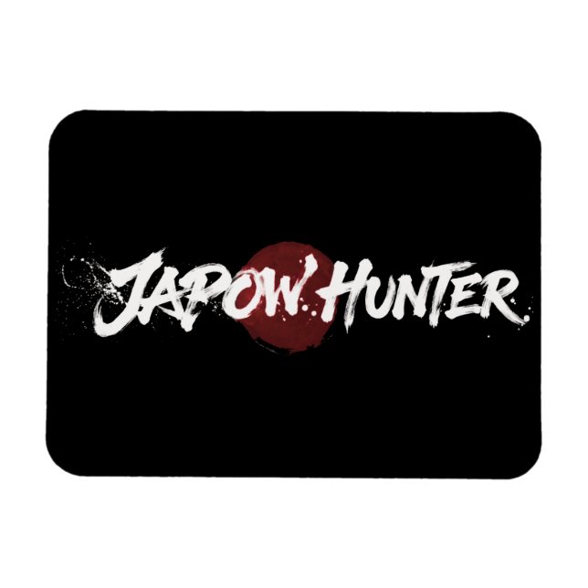 Snow Brush Art - Japow Hunter - Black Magnet (Horizontal)