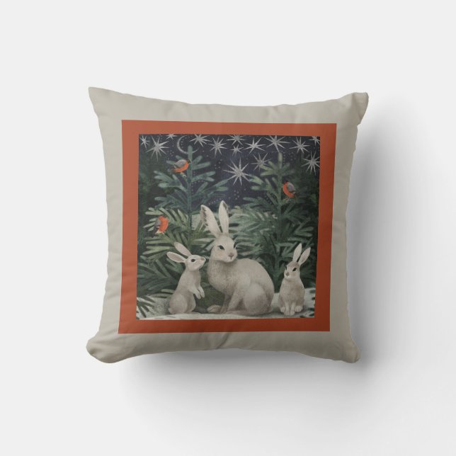 Snow Bunnies; Holiday  Cushion (Front)