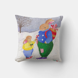 Snow bunnies pillow