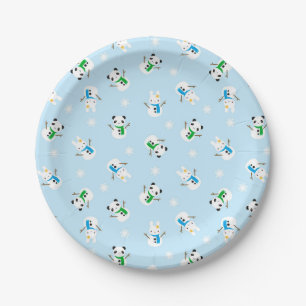 Snow Bunnies & Snow Pandas Paper Plate