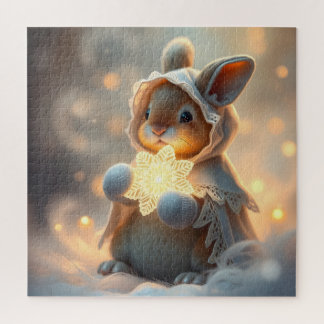 snow bunny ai art Triptych Jigsaw Puzzle
