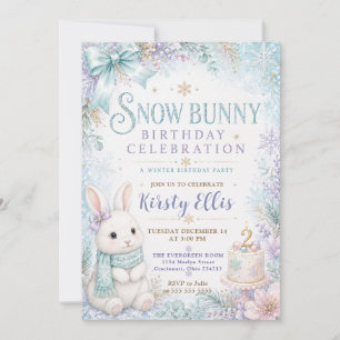 Snow Bunny Birthday Celebration Invitation