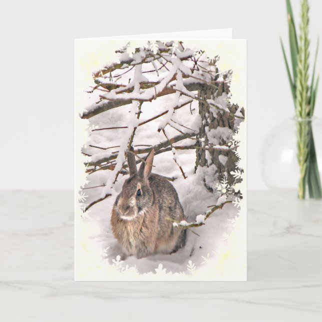 Snow Bunny Christmas Holiday Card (Front)