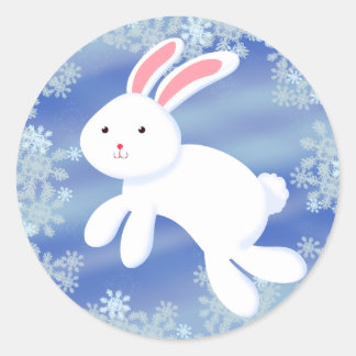 Snow Bunny Classic Round Sticker