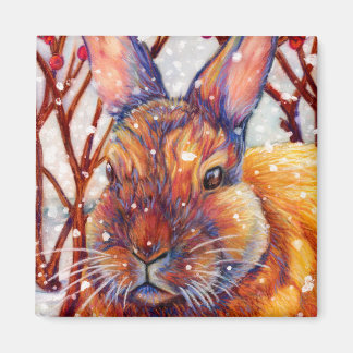 Snow Bunny Rabbit Magnet