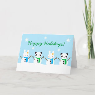 Snow Bunny & Snow Panda Christmas Card