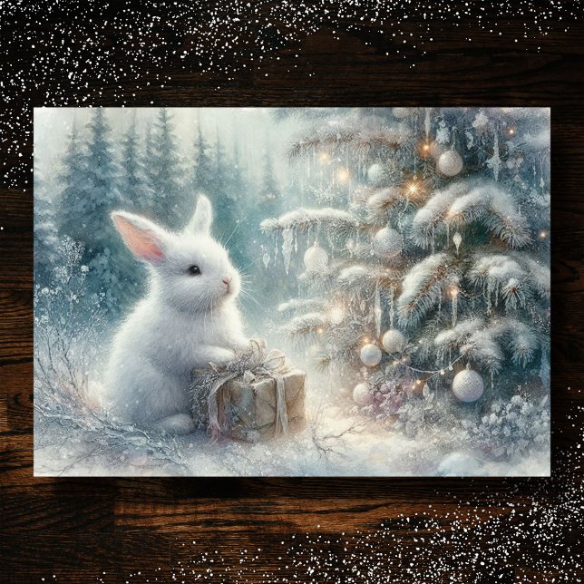 Snow Bunny Winter Forest KJV Bible Verse Christmas Holiday Card (Creator Uploaded)