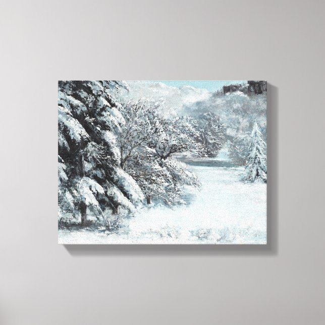 Snow by Gustave Courbet Pine Trees in Snow Canvas Print (Front)