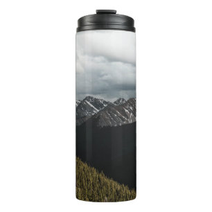 SNOW-CAPPED GRAY ROCKY MOUNTAIN UNDER CLOUDY SKY D THERMAL TUMBLER