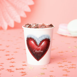Snow-capped heart custom Christmas Paper Cups