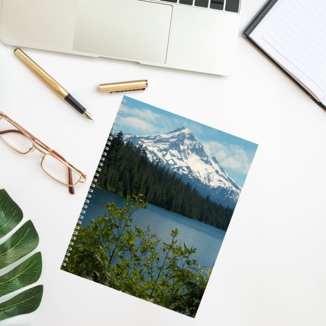 Snow Capped Mount Hood and Scenic Lake Landscape Notebook (In Situ)
