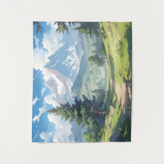 Snow-Capped Mountains and Lush Green Forest Tapestry