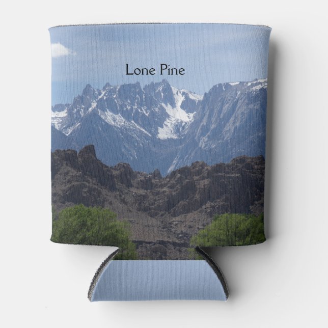 Snow capped mountains of Lone Pine     Can Cooler (Front)