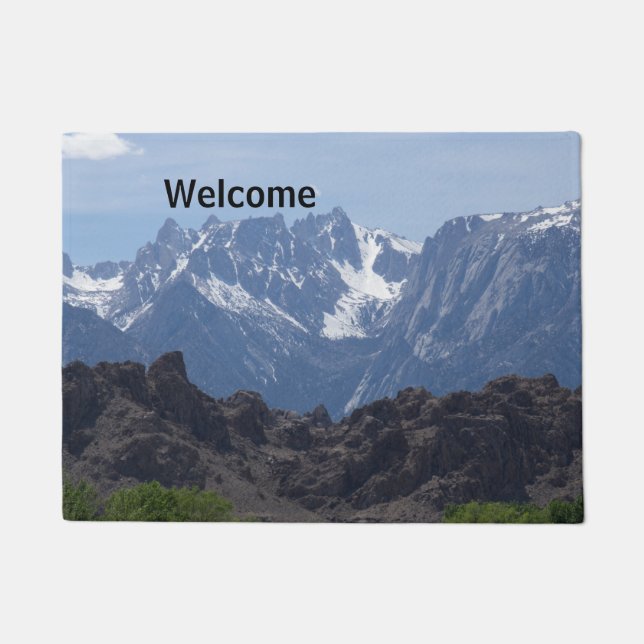 Snow capped mountains of Lone Pine         Doormat (Front)
