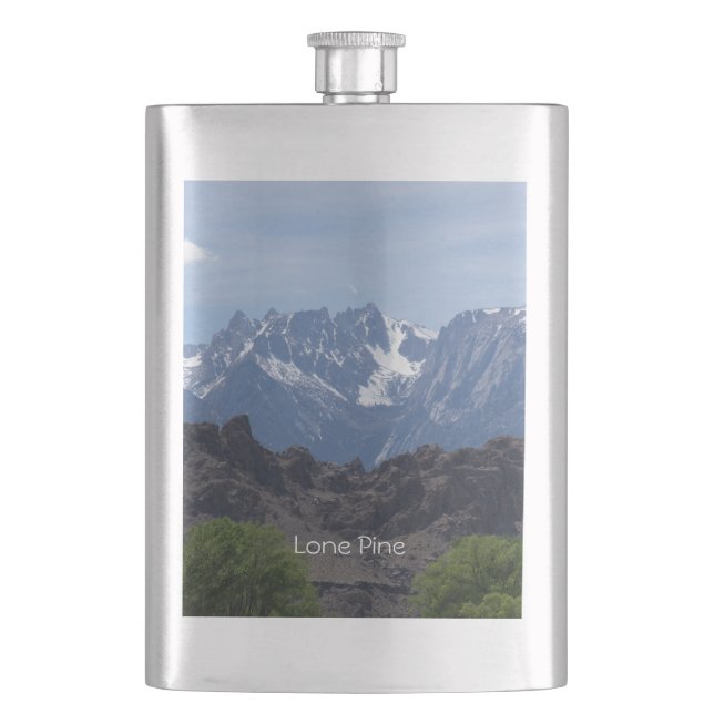 Snow capped mountains of Lone Pine       Flask (Front)