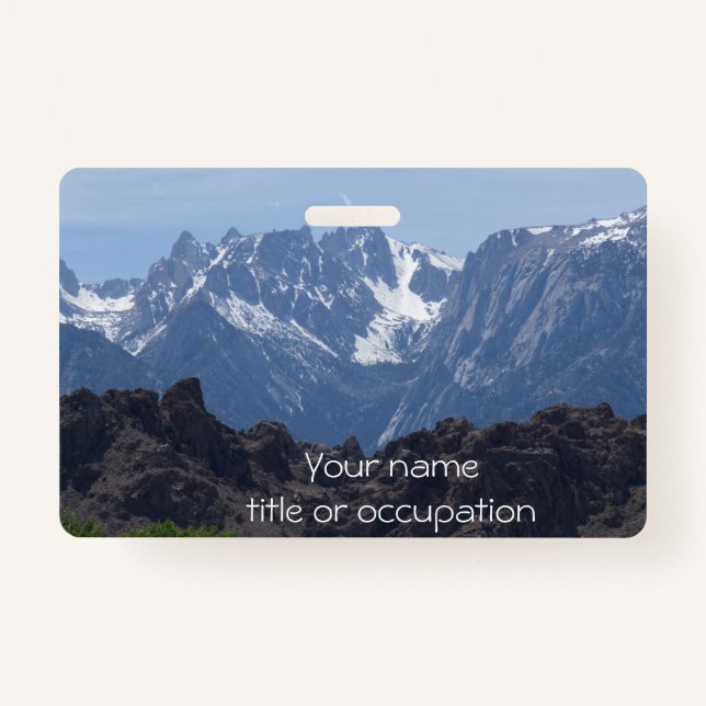 Snow capped mountains of Lone Pine     ID Badge (Front)