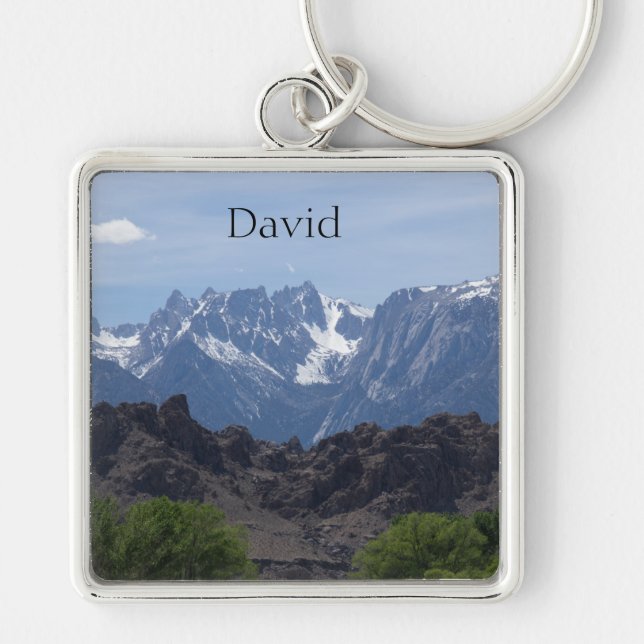 Snow capped mountains of Lone Pine Key Ring (Front)