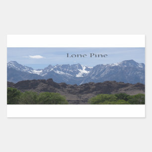 Snow capped mountains of Lone Pine Rectangular Sticker