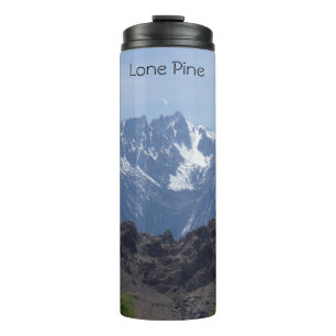 Snow capped mountains of Lone Pine Thermal Tumbler