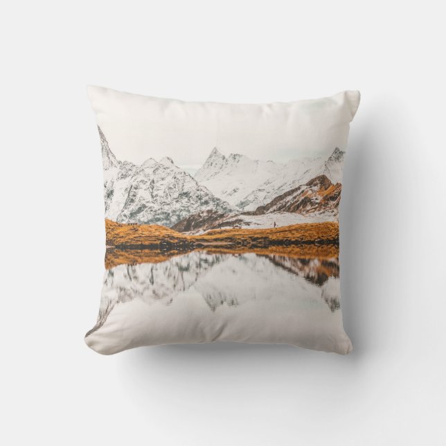 SNOW-CAPPED ROCKY MOUNTAIN UNDER CLOUDY SKY DURING CUSHION (Front)