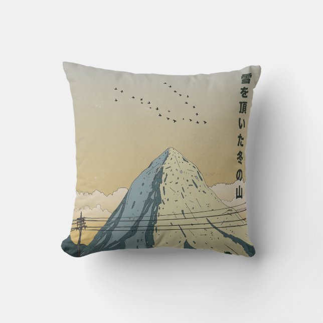 Snow Capped Winter Mountain Cushion (Front)