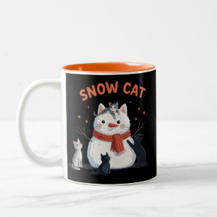 Snow Cat Christmas Cats Lover Gift Holiday Winter  Two-Tone Coffee Mug