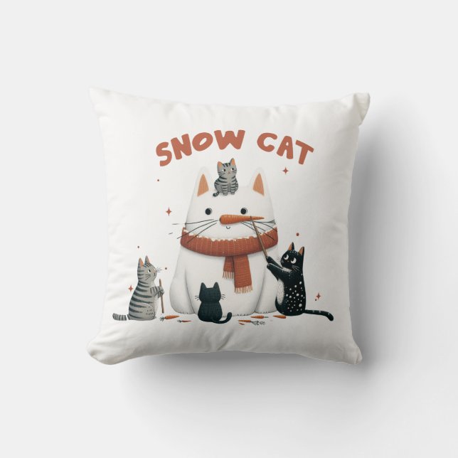Snow Cat Cushion (Front)