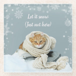 Snow Cat Glass Coaster