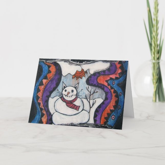 snow cat greeting card (Front)