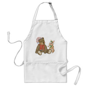 Snow Christmas Teddy and Bunny Standard Apron