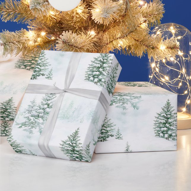 Snow Christmas Trees Winter   Wrapping Paper (Holidays)