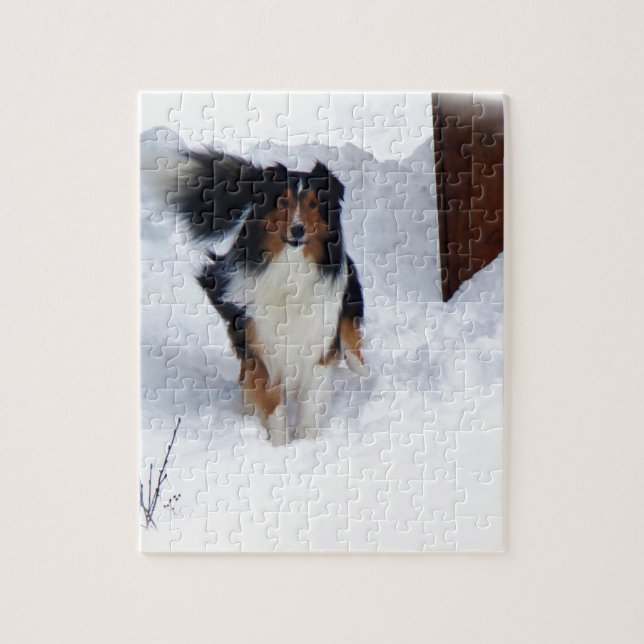 Snow Collie Jigsaw Puzzle (Vertical)